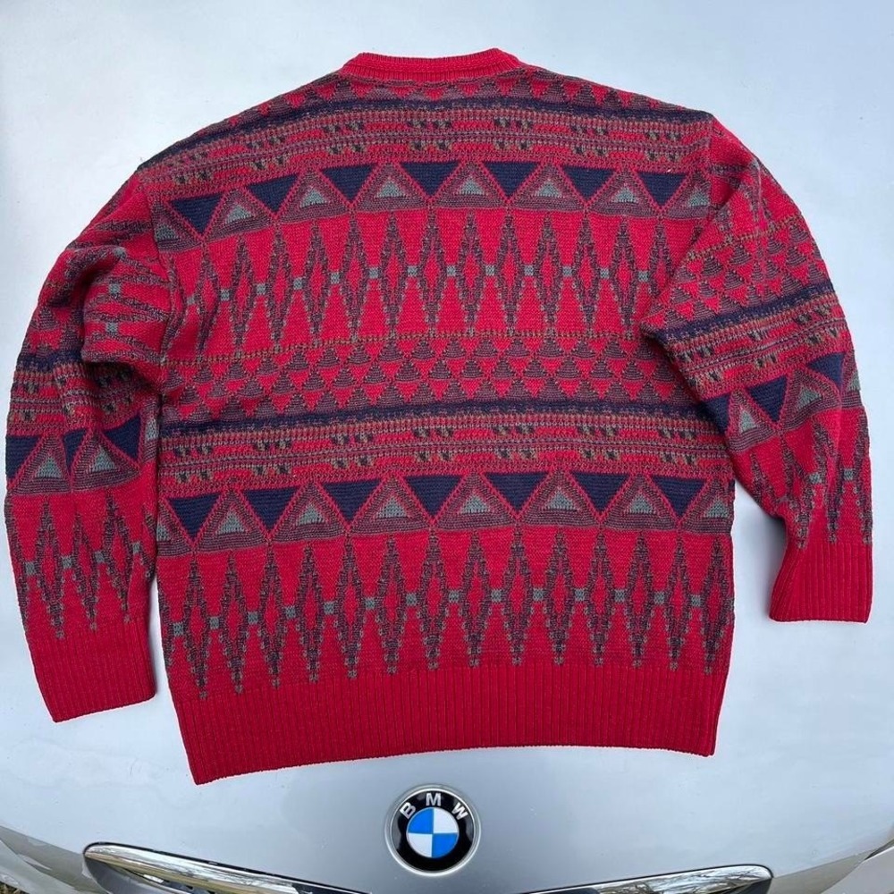 Vintage Pendleton Red Patterned Wool Sweater - image 4